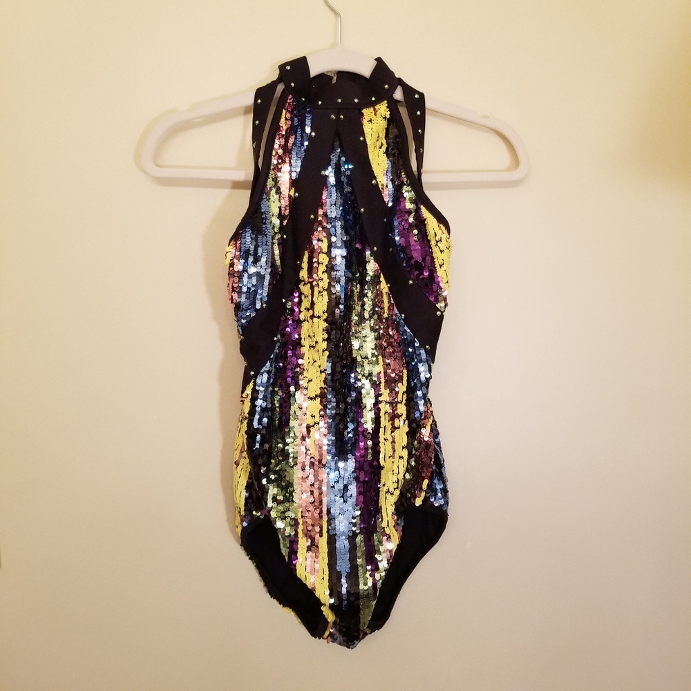 Glamour Multicolor Sequin Halter Bodysuit